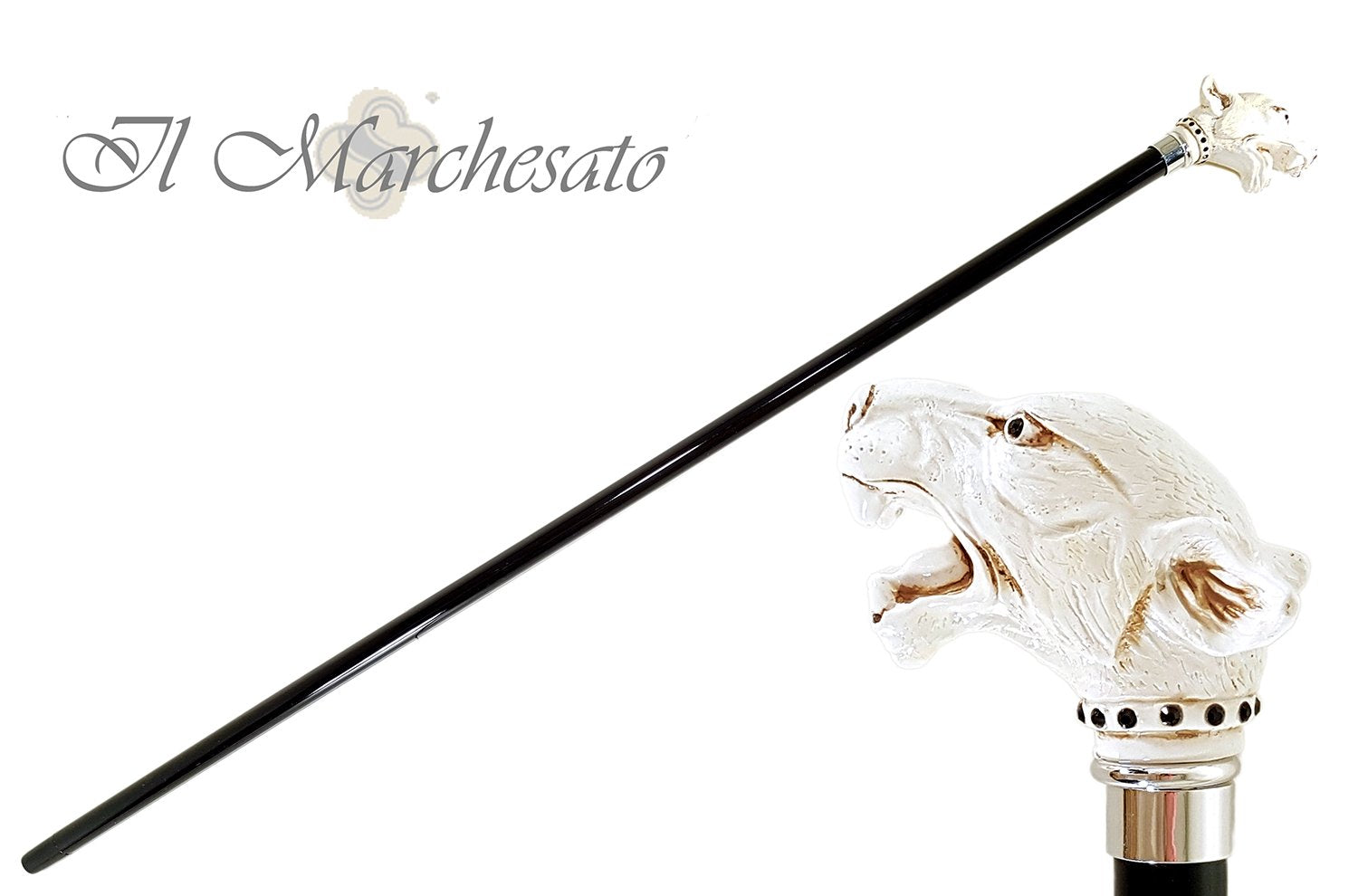 Walking Stick cane Lacquered in an Ivory Color - il-marchesato
