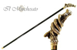 Carica l&#39;immagine nel visualizzatore di Gallery, Fantastic Gold Plated Snake Embellished With Crystals - Walking Cane - il-marchesato
