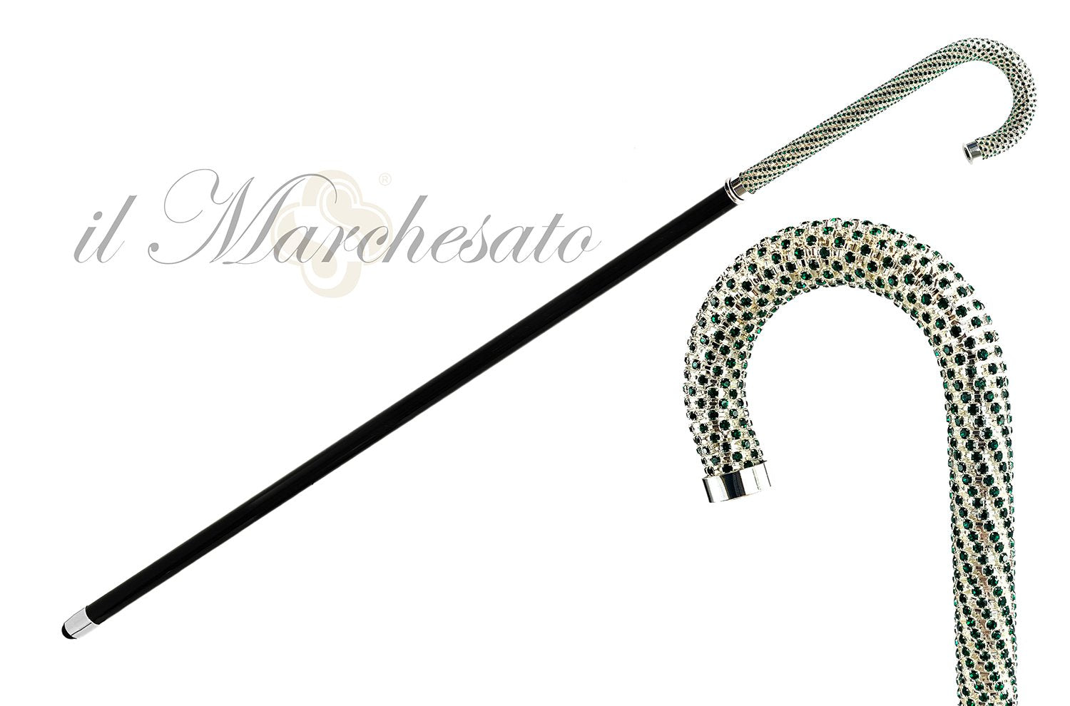 Luxury Walking stick Encrusted with hundreds Green Crystals