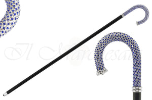 Luxury Walking stick Encrusted with hundreds Sapphire Crystals - il-marchesato