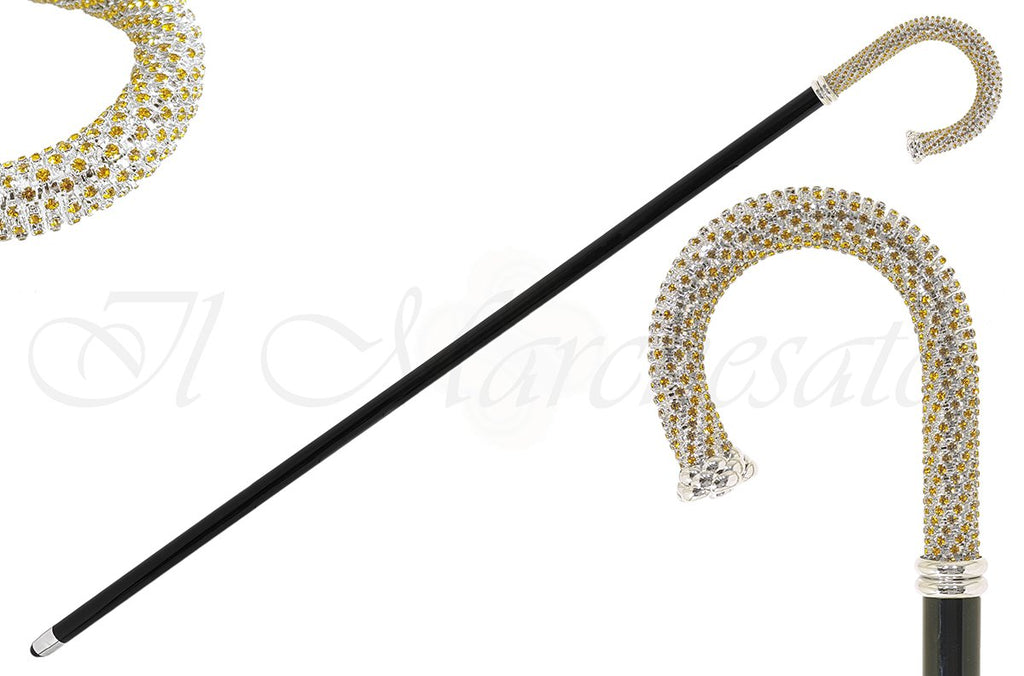 Luxury Walking stick Encrusted with hundreds Topaz Crystals - il-marchesato