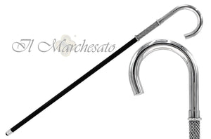 Silver plated Luxury Walking stick - handmade in Italy - created from brass - il-marchesato