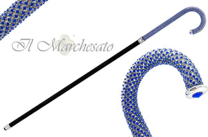 Portentous Walking stick - Brilliant Sapphire crystal on silver plated brass - il-marchesato