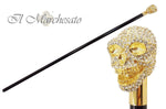 Carica l&#39;immagine nel visualizzatore di Gallery, il Marchesato Lux Gold Skull Cane Encrusted with Hundreds Swarovski Cristals - il-marchesato
